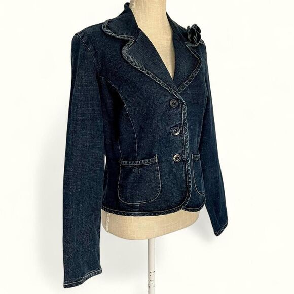 Y2K AMI Women's Blue and Navy Blouse - Picture 2 of 5